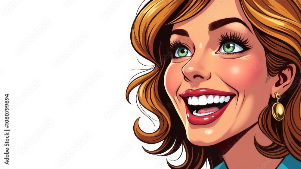 Laughing woman mouth with beautiful healthy white teeth on a white background. Place for text Laughing woman mouth with beautiful healthy white teeth on a white background. Place for text