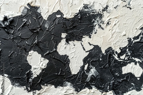 Close-up shot of a black and white oil painting, featuring intricate details and textures