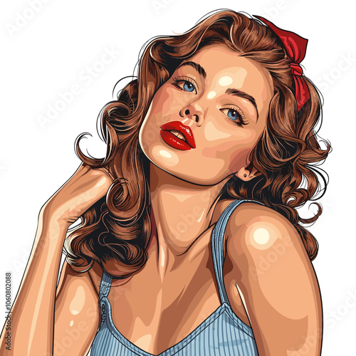 Beautiful woman vector illustration in retro style for your design