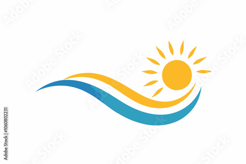 Minimalist Wave and Sun Combo Vector illustration