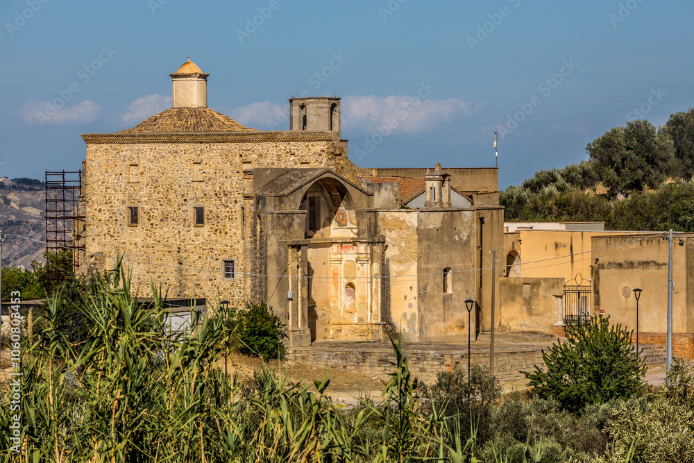Abandoned ruins of the ghost town of Craco. A city abandoned due to an earthquake in the late 20th century. Province of Matera, Basilicata, Italy