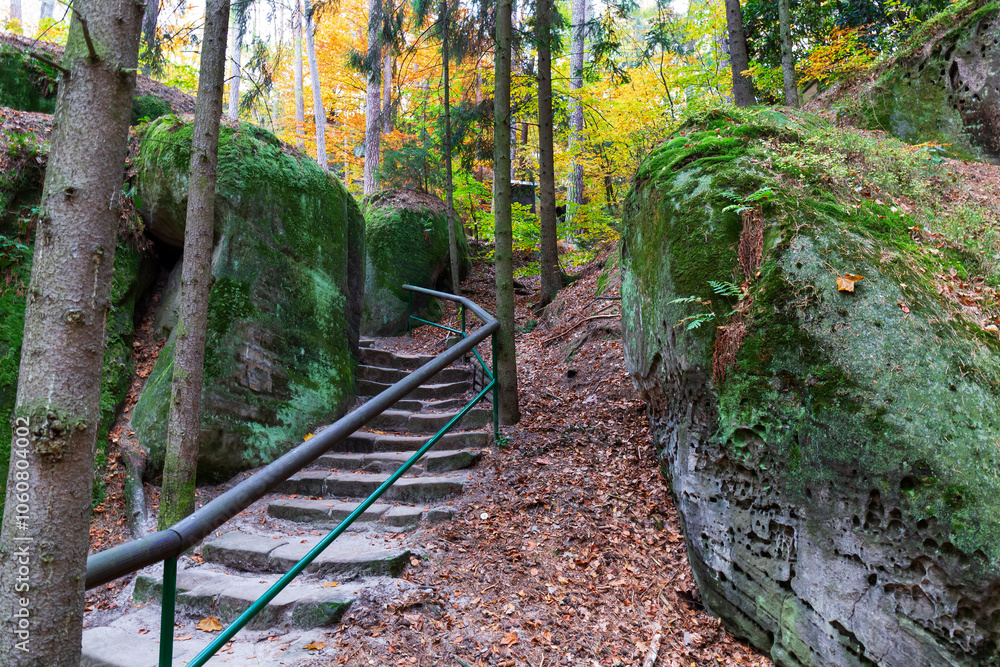 Colorful autumn Landscape in Bohemian Paradise, Czech Republic