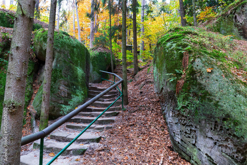 Colorful autumn Landscape in Bohemian Paradise, Czech Republic 