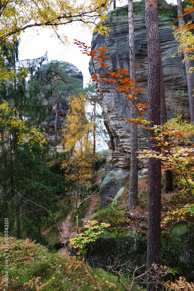 Colorful autumn Landscape in Bohemian Paradise, Czech Republic