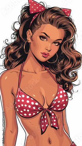 Beautiful woman vector illustration in retro style for your design