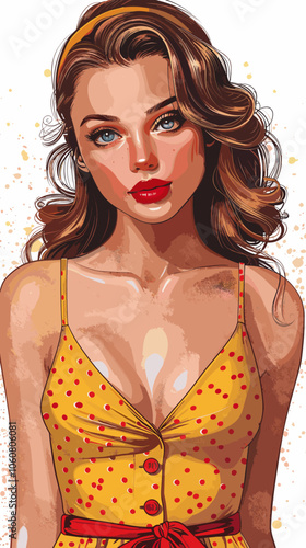 Beautiful woman vector illustration in retro style for your design