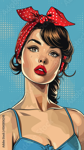 Beautiful woman vector illustration in retro style for your design