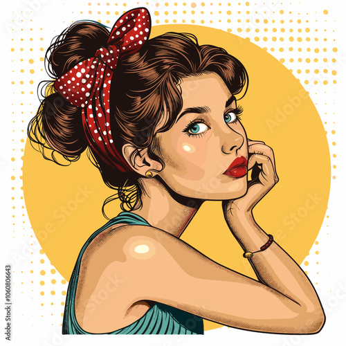 Beautiful woman vector illustration in retro style for your design