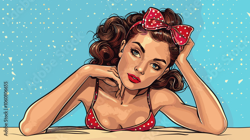 Beautiful woman vector illustration in retro style for your design