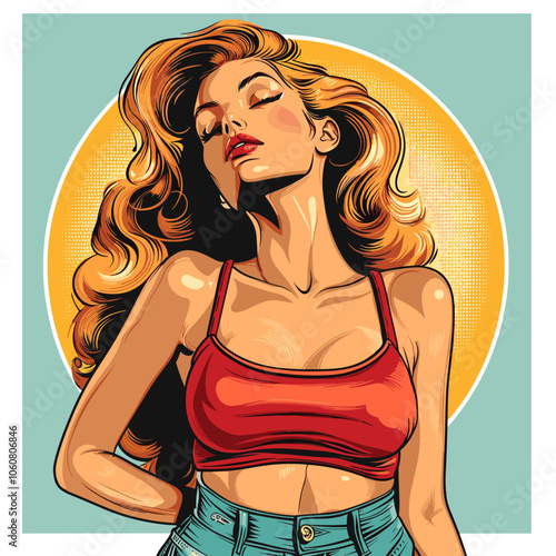 Beautiful woman vector illustration in retro style for your design