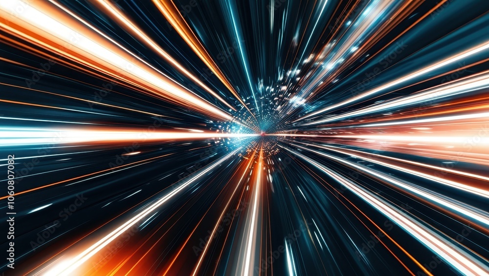 Abstract Light Trails Hyperspace Effect Warp Speed Colorful Streaks