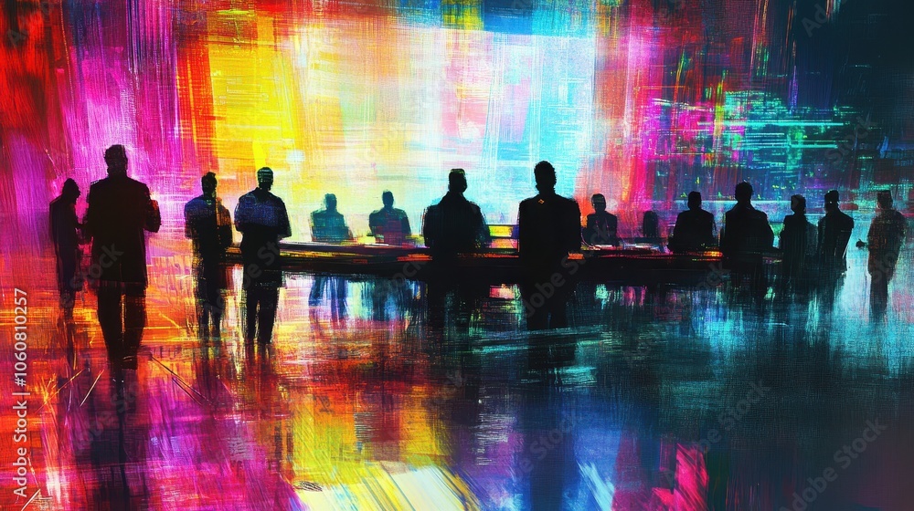 Vibrant Digital Painting of Business Meeting Insights Vibrant Digital Painting of Business Meeting Insights