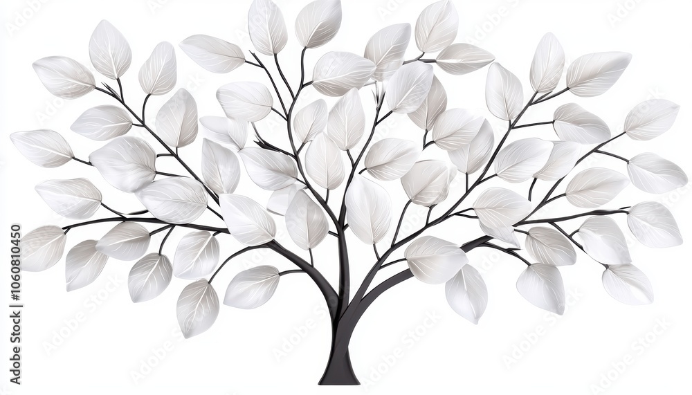 Obraz premium Abstract tree with digital leaves, futuristic concept, 3D illustration, isolated on white background