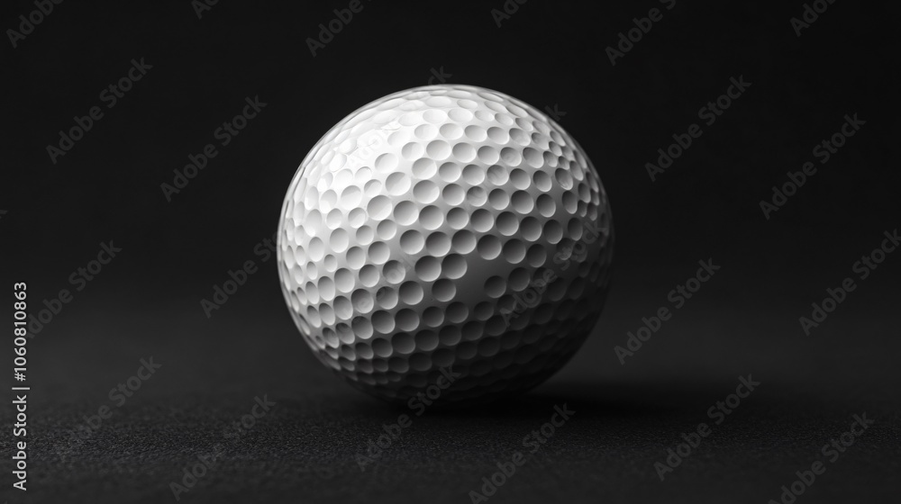 White Golf Ball on Black Background Sport Equipment Close Up White Golf Ball on Black Background Sport Equipment Close Up