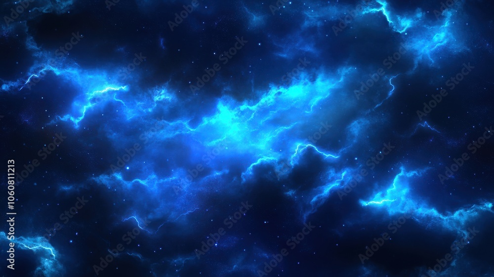 Fototapeta premium Explore the mystical depths of electric blue cosmic nebulae