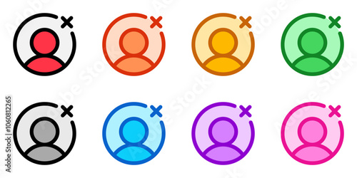 Vector unfollow, delete user icon. Black, white background. Perfect for app and web interfaces, infographics, presentations, marketing, etc.