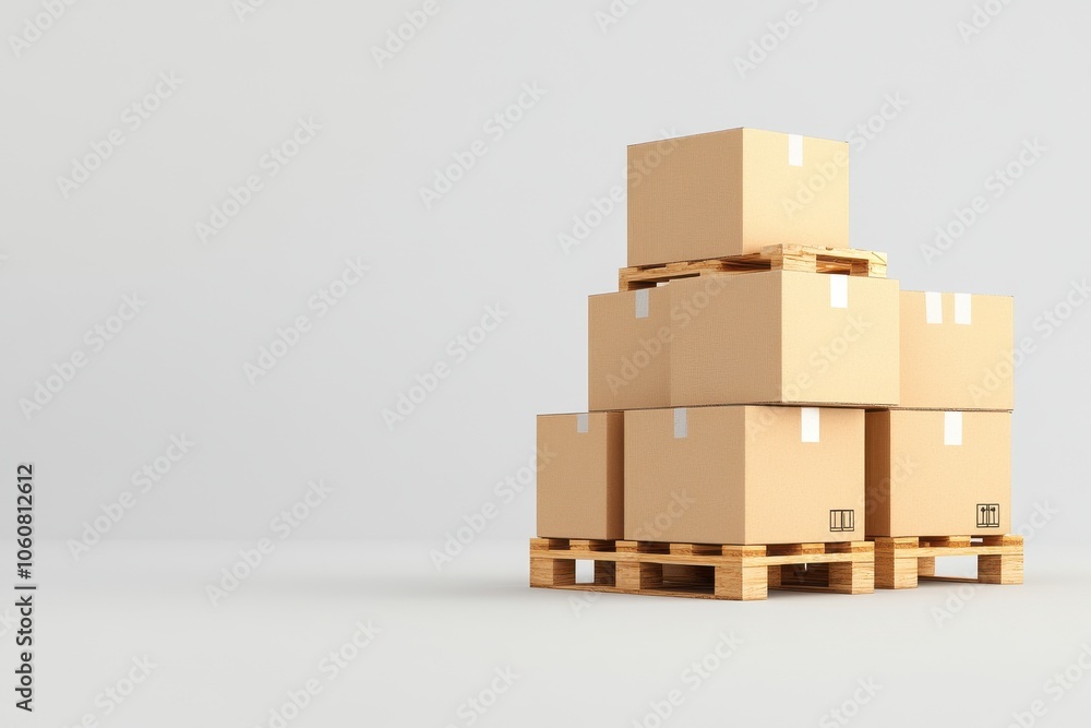 Stacked cardboard boxes on wooden pallet for efficient storage
