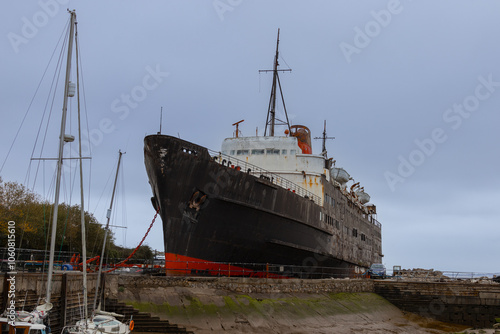 TSS Duke of Lancaster an old car and passenger ferry