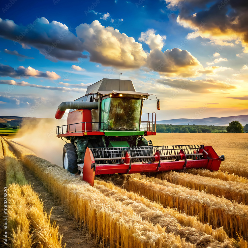 Fototapeta premium harvester in the filed