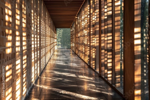 Wallpaper Mural A long hallway with multiple large windows, providing natural light and views Torontodigital.ca