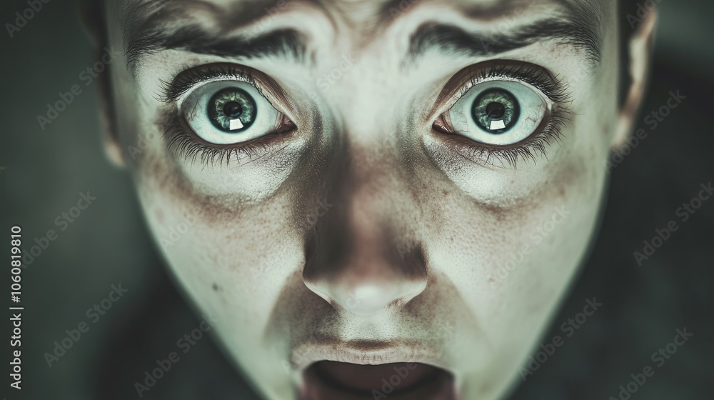 A close-up of a person's face with wide eyes and an open mouth, conveying a sense of shock or fear. A close-up of a person's face with wide eyes and an open mouth, conveying a sense of shock or fear.