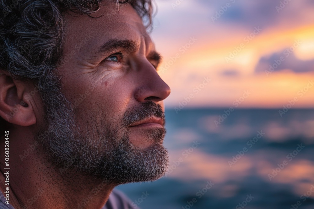 A person gazing out at the ocean, great for travel or nature-themed projects A person gazing out at the ocean, great for travel or nature-themed projects