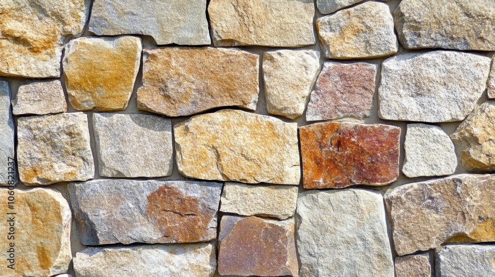 Rustic Stone Wall with Warm Toned Rocks and Textures Rustic Stone Wall with Warm Toned Rocks and Textures