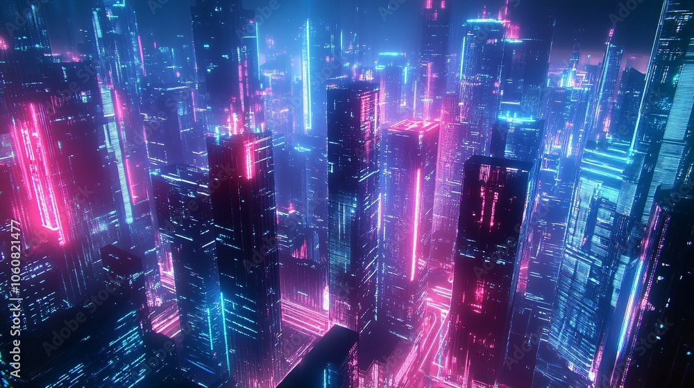 Fototapeta premium Neon Cityscape at Night