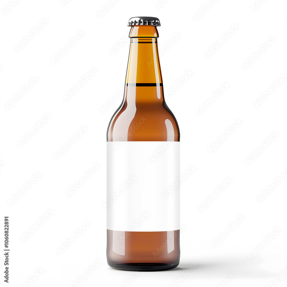 3D Mockup Render Amber beer bottle with blank label 3D Mockup Render Amber beer bottle with blank label