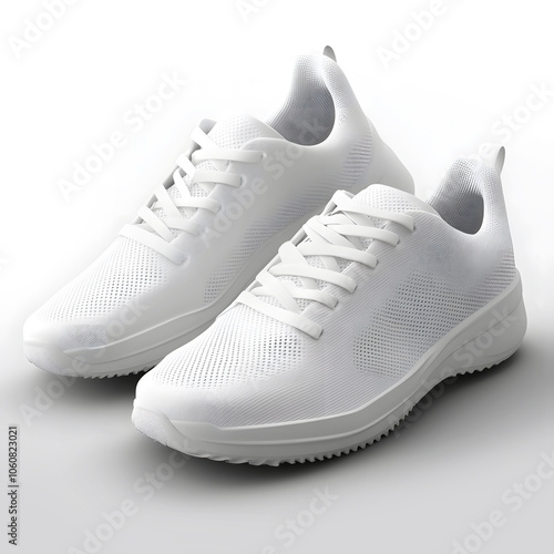 3D Mockup Render white sports tennis shoes without colors