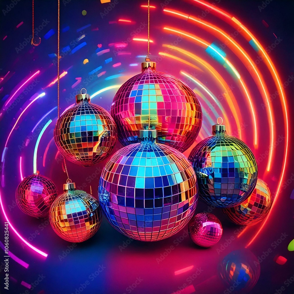 Obraz premium Disco party Christmas Ornaments