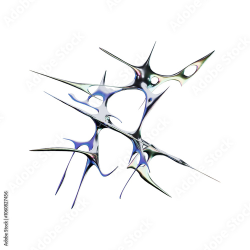Chrome metallic type in 3D render with futuristic iridescent