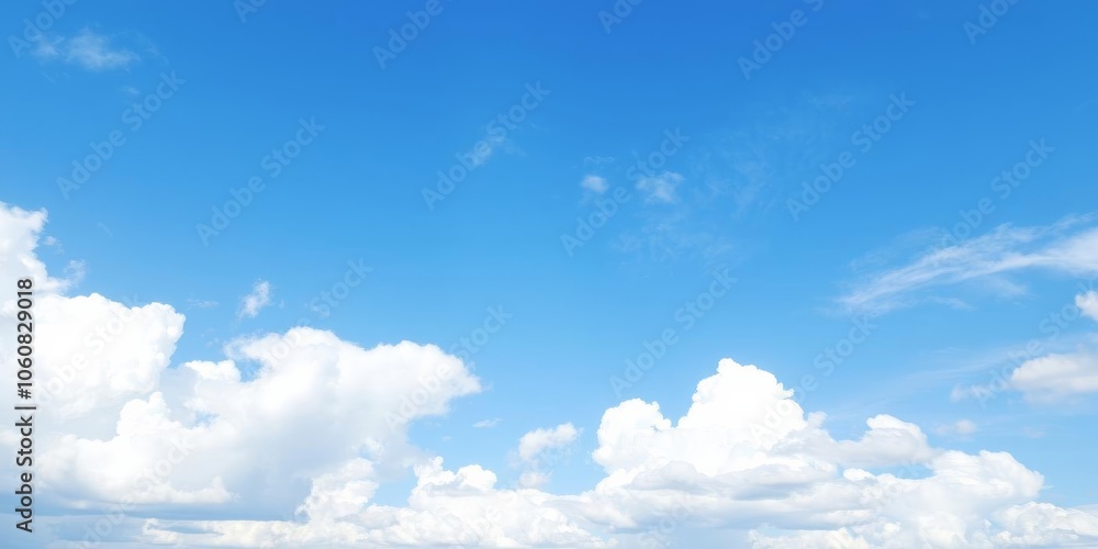 Fluffy white clouds filling the clear blue sky on a sunny day, fluffy, air Fluffy white clouds filling the clear blue sky on a sunny day, fluffy, air