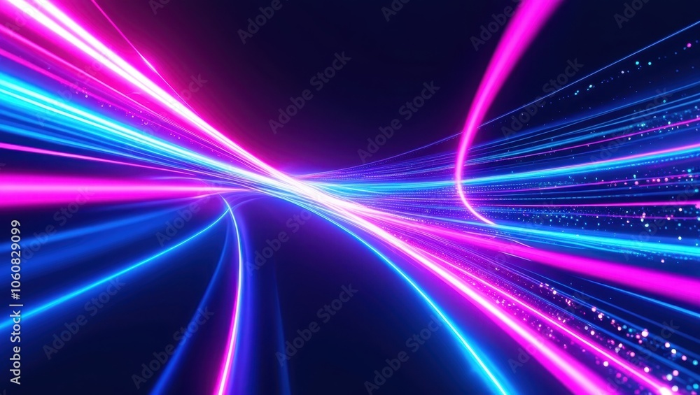 vibrant neon lights, abstract energy waves, dynamic light trails, cosmic background, futuristic, glowing particles, electric blue and magenta, sci-fi atmosphere, motion blur, digital art, surreal, hig vibrant neon lights, abstract energy waves, dynamic light trails, cosmic background, futuristic, glowing particles, electric blue and magenta, sci-fi atmosphere, motion blur, digital art, surreal, hig