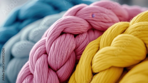 Vibrant Knitted Yarn Textures in Pastel Colors