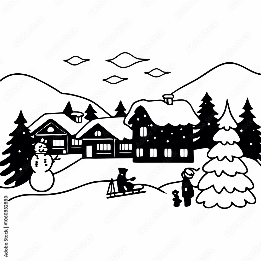 Alpine Christmas vector illustration Alpine Christmas vector illustration