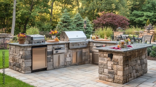 Wallpaper Mural Elegant Outdoor Kitchen and Patio in a Lush Backyard Garden Torontodigital.ca