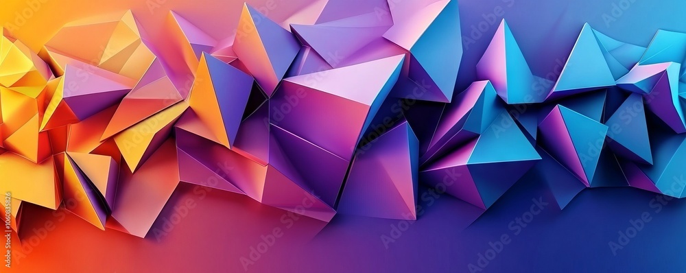 Gradient Geometric Shapes and Triangles in Low-Poly Abstract Futuristic Design. AI generated illustration Gradient Geometric Shapes and Triangles in Low-Poly Abstract Futuristic Design. AI generated illustration