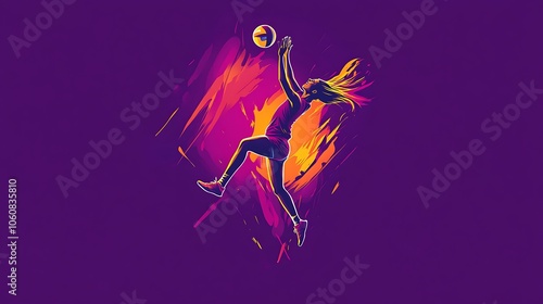 Dynamic Volleyball Player in Vector Art Style