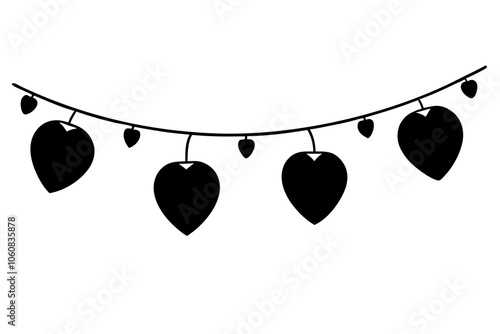 Valentine String Lights | isolated vector illustration on white background