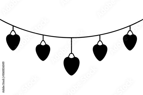 Valentine String Lights | isolated vector illustration on white background