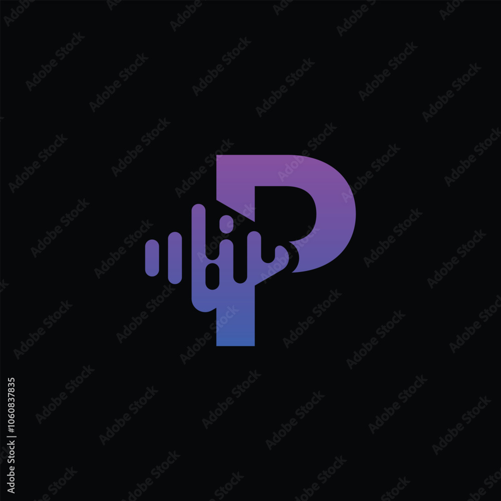 Abstract Music Symbol With Letter P Abstract Music Symbol With Letter P