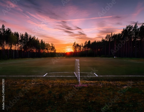 A beautiful sunset illuminating a park, forest, and city skyline