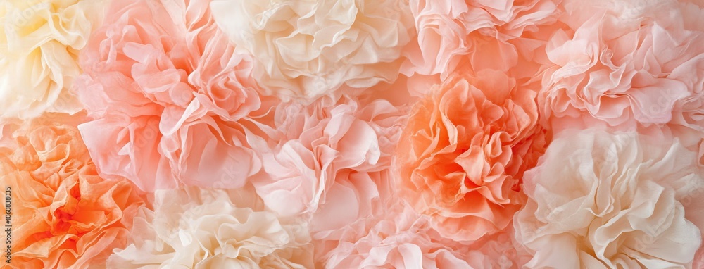 Soft Pink and Coral Ruffled Flowers Background. AI generated illustration Soft Pink and Coral Ruffled Flowers Background. AI generated illustration