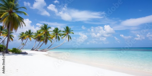 Wallpaper Mural Tropical beach with palm trees, white sand, and crystal clear blue water, exotic, Beach Torontodigital.ca