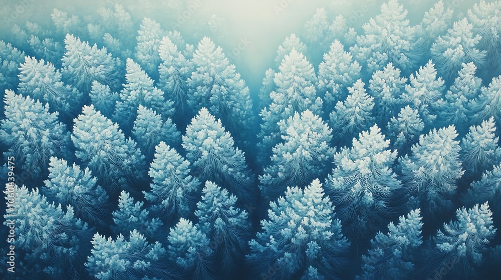 Bird’s-eye view of a dense pine forest blanketed with fresh snow, trees forming a rhythmic geometric design under a pale winter light, serene and silent atmosphere, Bird’s-eye view of a dense pine forest blanketed with fresh snow, trees forming a rhythmic geometric design under a pale winter light, serene and silent atmosphere,