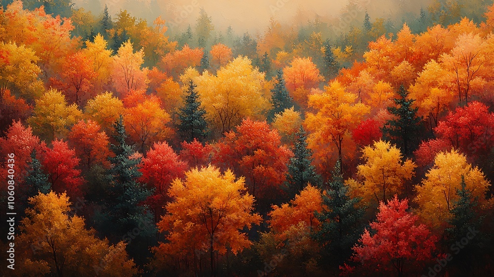 Bird’s-eye view of an expansive autumn forest, fiery reds, golden yellows, and deep oranges blending together, soft sunlight illuminating the canopy, intricate textures of fall foliage, Bird’s-eye view of an expansive autumn forest, fiery reds, golden yellows, and deep oranges blending together, soft sunlight illuminating the canopy, intricate textures of fall foliage,