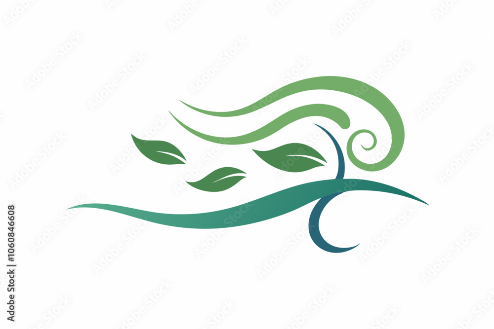 Obraz premium Wind and Tree Swaying Logo Design