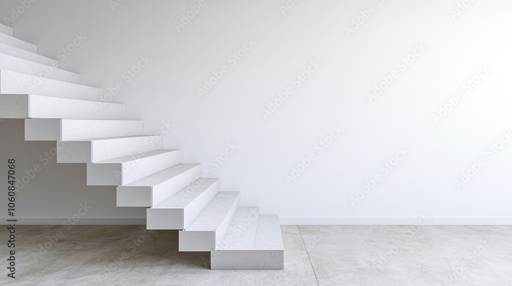 A minimalist staircase leading to a blank wall, showcasing modern architectural design and simplicity in space. A minimalist staircase leading to a blank wall, showcasing modern architectural design and simplicity in space.