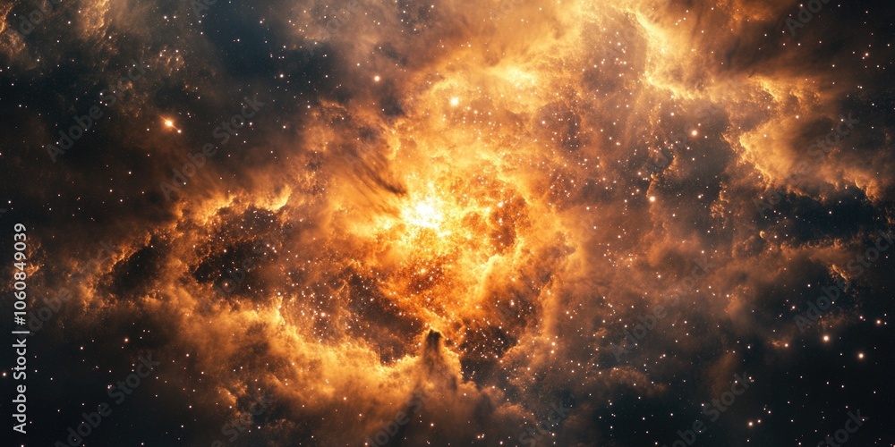 Fototapeta premium Bright nebula against a black space background, indicating celestial wonder and vastness.